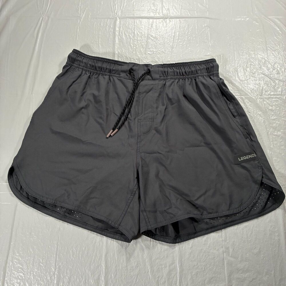 Legends Luka Shorts Mens Medium Charcoal 5" Inseam Elastic Waist Athletic Gym